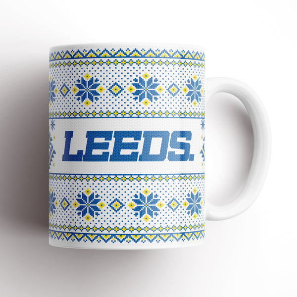 Leeds White Christmas Knitted Mug