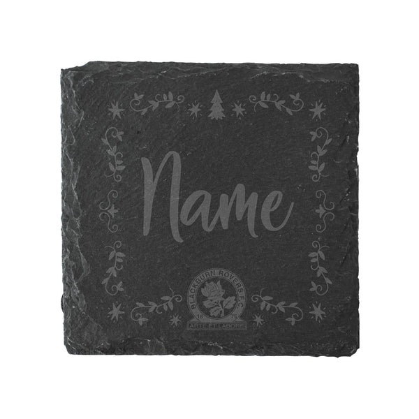 Blackburn Rovers Square Ornate Custom Slate Coaster