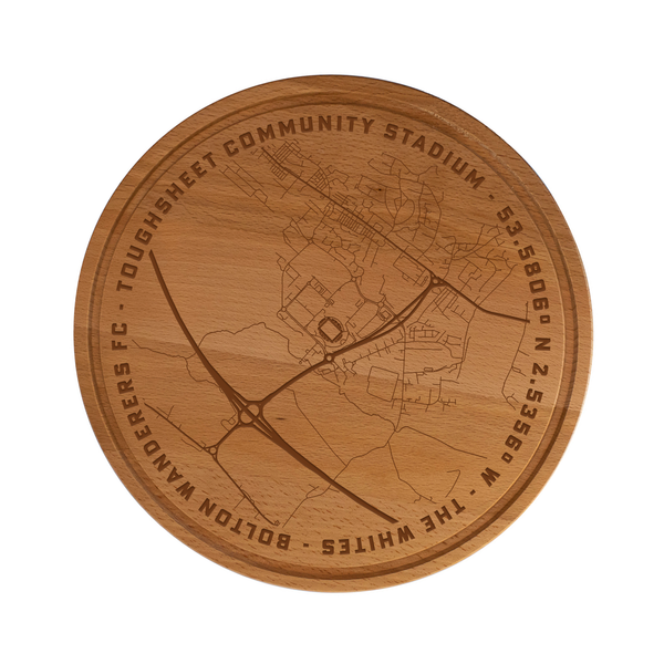 Bolton Wanderers Map Wooden Chopping Board