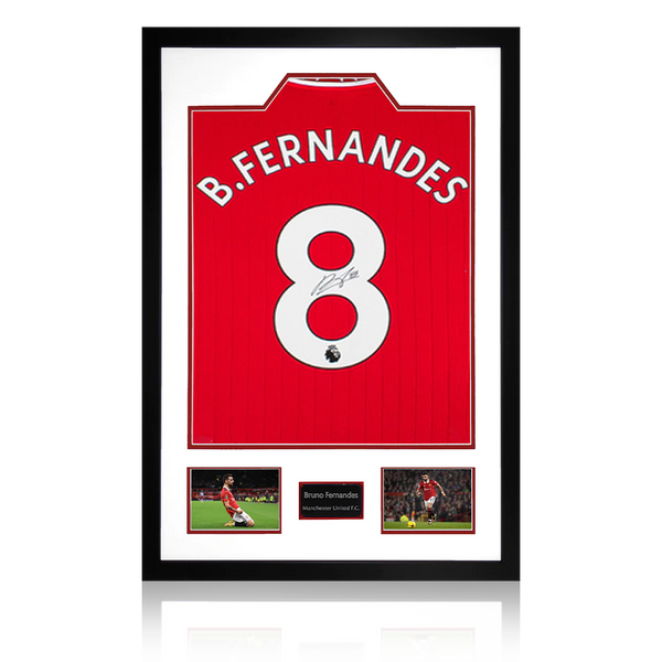 Man United Bruno Fernandes Signed Shirt Double Picture Display