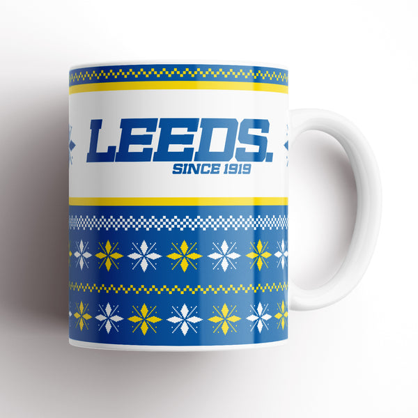 Leeds Blue Christmas Knitted Mug