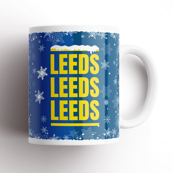 Leeds Blue Snow Xmas Mug