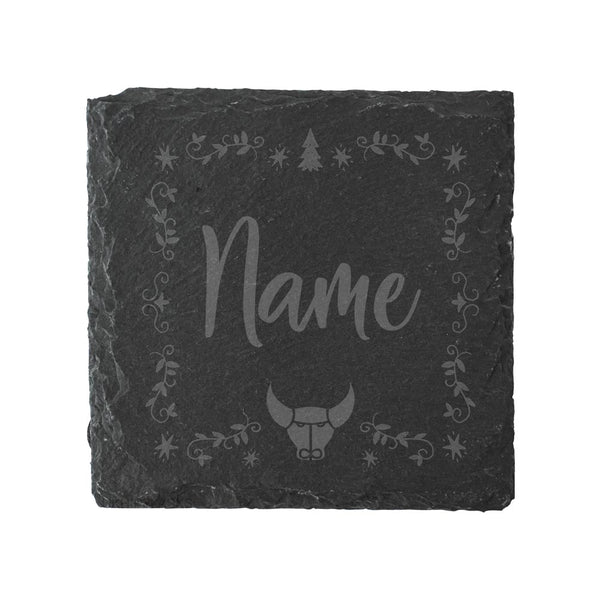 Oxford United Square Ornate Custom Slate Coaster