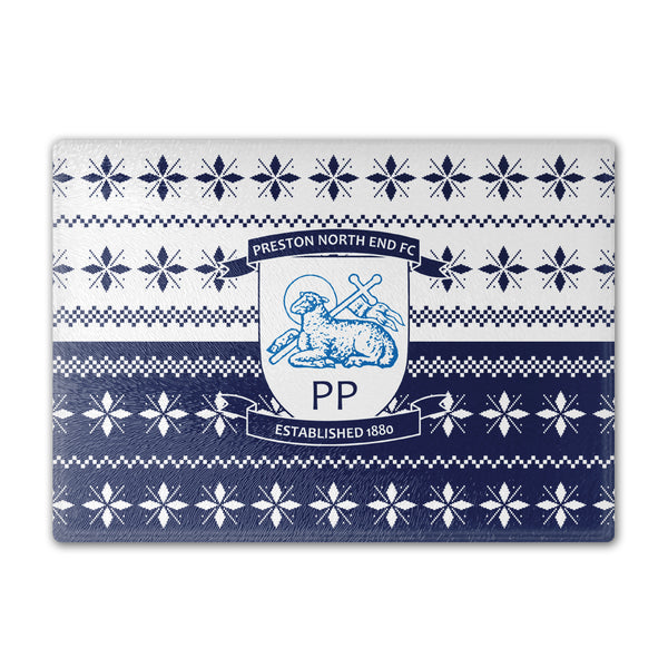 Preston North End Knitted Halves Christmas Chopping Board