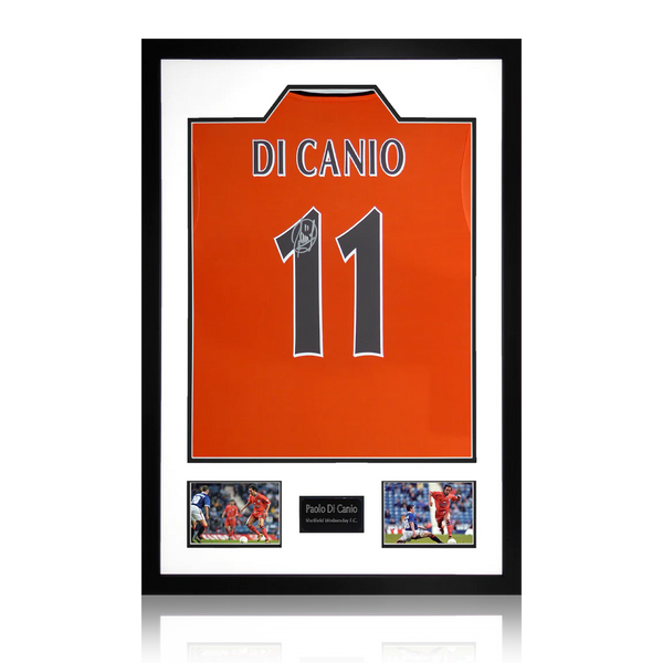 Paulo Di Canio Shefield Wednesday Away Signed Shirt Double Picture Display