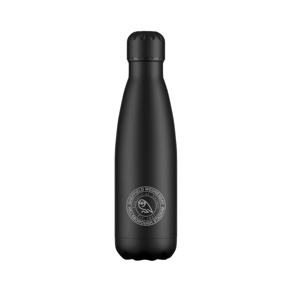 Sheffield Wednesday Circle Crest Engraved Water Bottle - Black