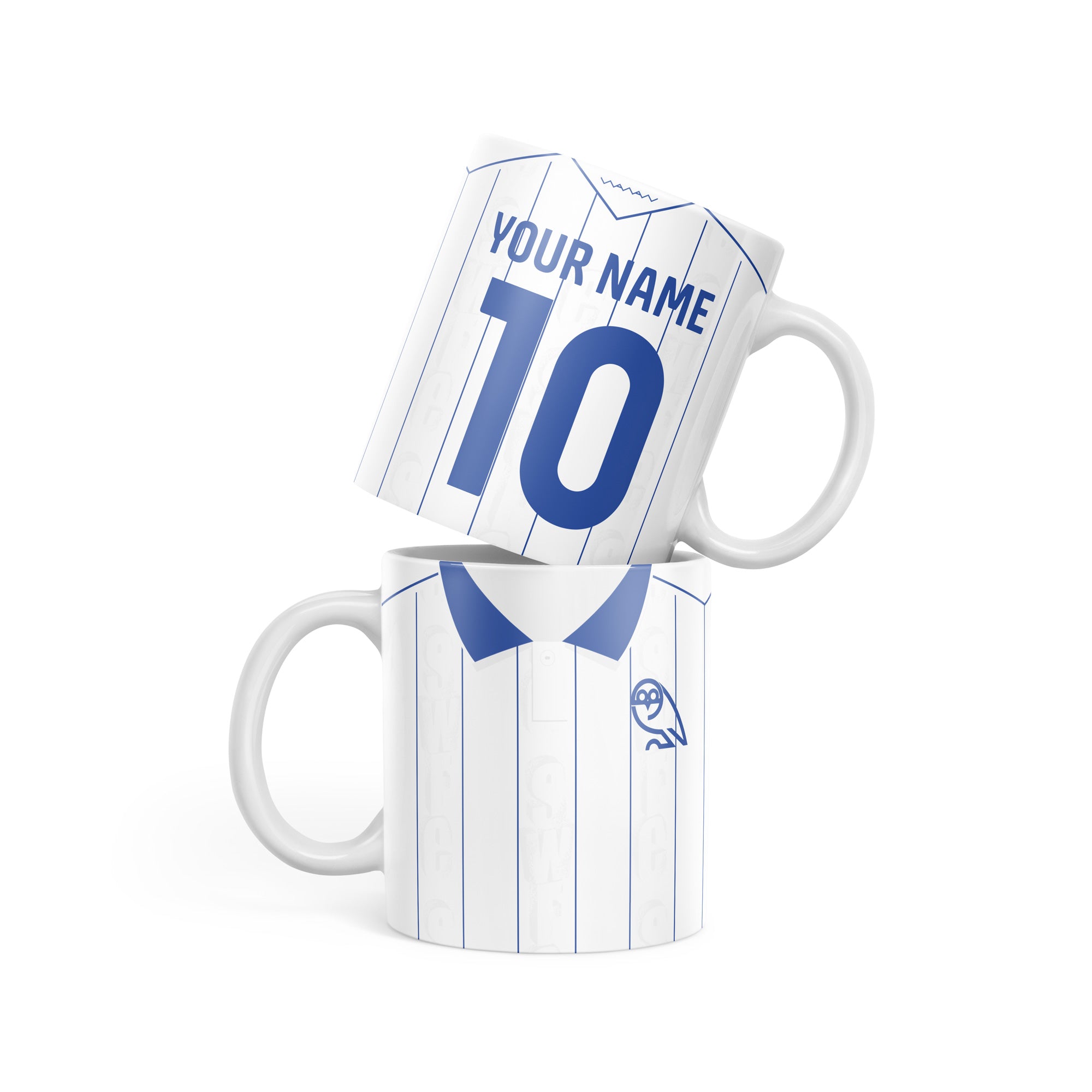 Tazza Grande Personalizzata Sheffield Wednesday Football Club: Ceramica Bianca Con Gufi, Qualsiasi Nome O Messaggio, Regalo Unico Per Tifosi
