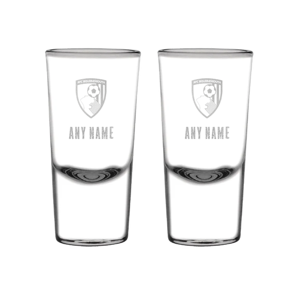 AFC Bournemouth Personalised Engraved 25ml Shot Glass Twin Pack