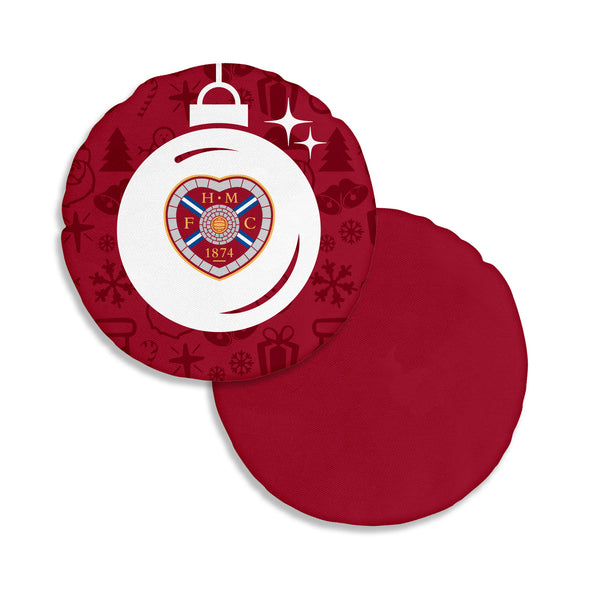 Heart of Midlothian Christmas Bauble Circle Cushion