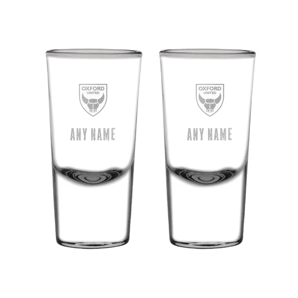 Oxford United Personalised Engraved 25ml Shot Glass Twin Pack