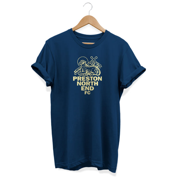 Preston North End Retro Crest T-Shirt Navy