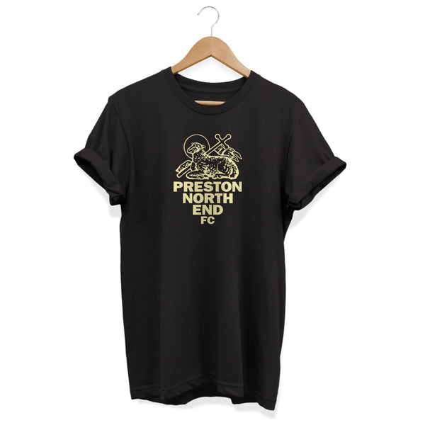Preston North End Retro Crest T-Shirt Black