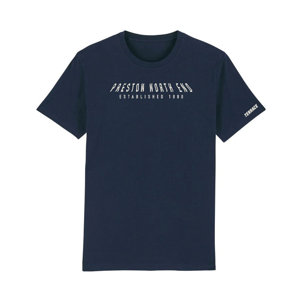 Preston North End Flag Wave T Shirt Navy