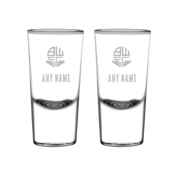 Bolton Wanderers Personalised Engraved 25ml Shot Glass Twin Pack