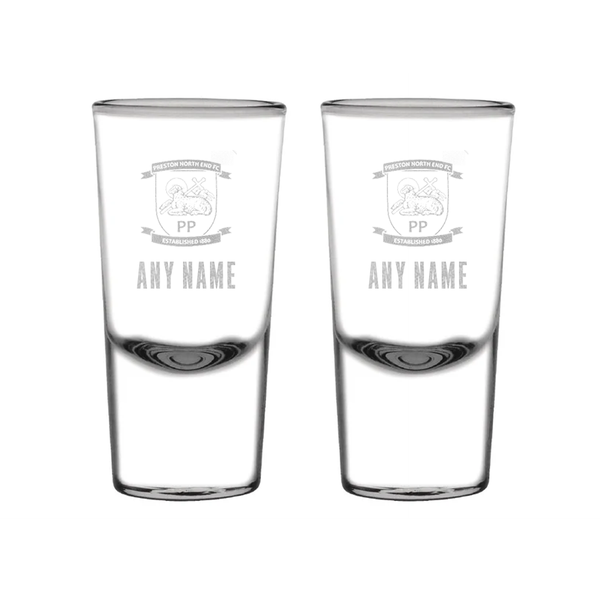 Preston North End Personalised Engraved 25ml Shot Glass Twin Pack