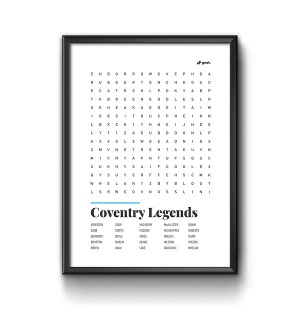 Coventry GOAT Wordsearch Print