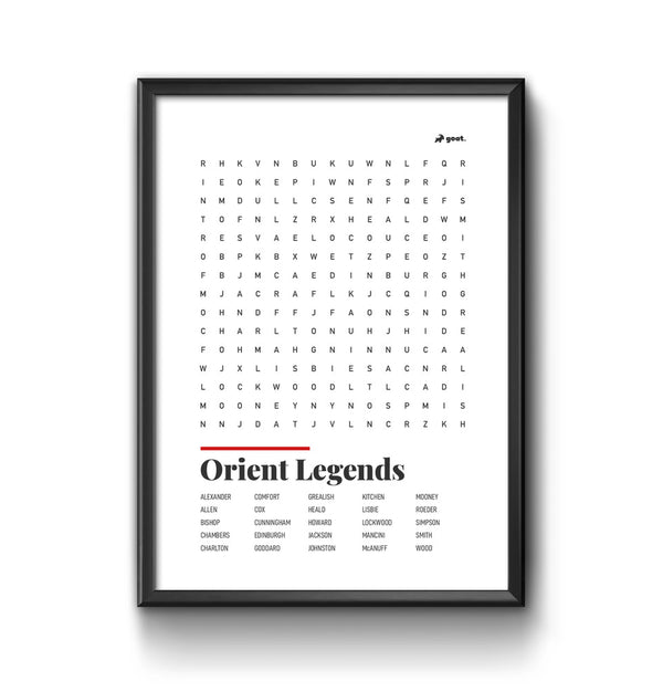 Leyton Orient GOAT Wordsearch Print