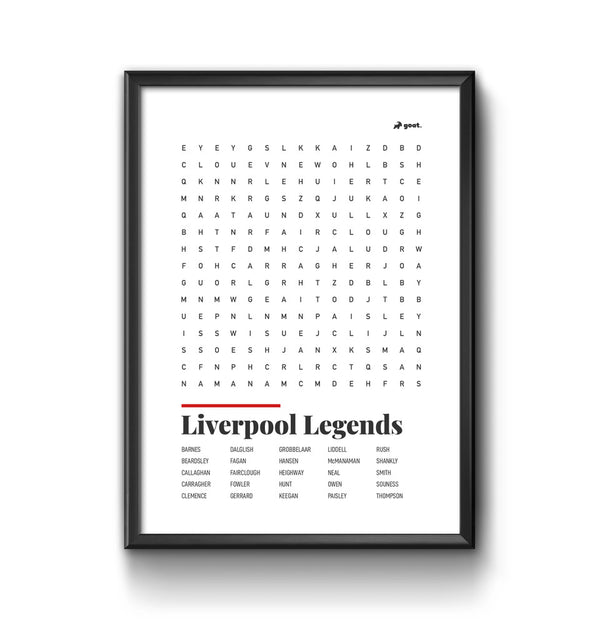 Liverpool GOAT Wordsearch Print