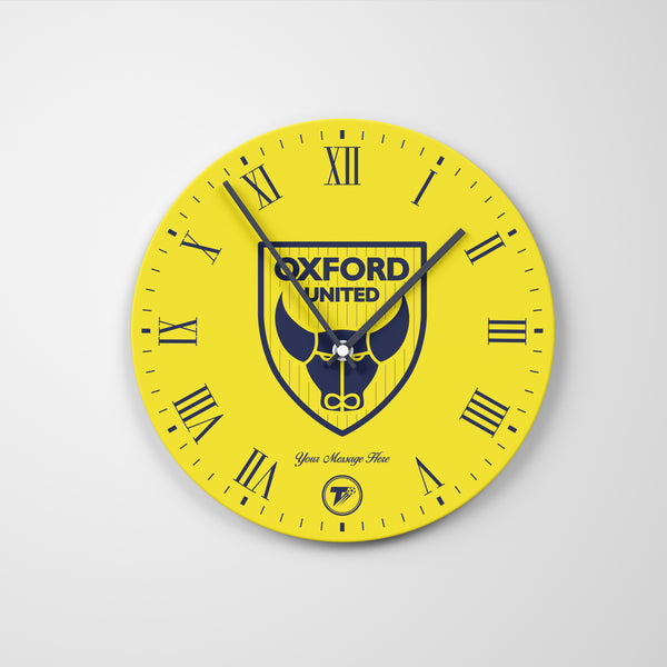 Oxford United Glass Clock - Customisable