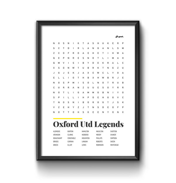 Oxford United GOAT Wordsearch Print