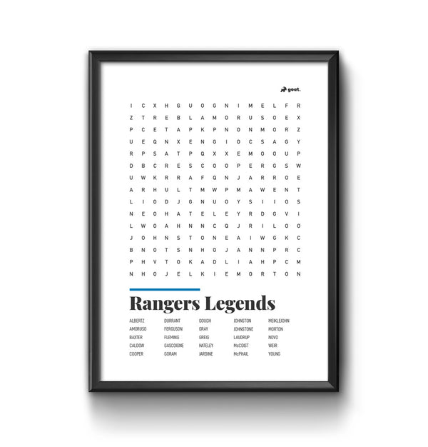 Rangers GOAT Wordsearch Print