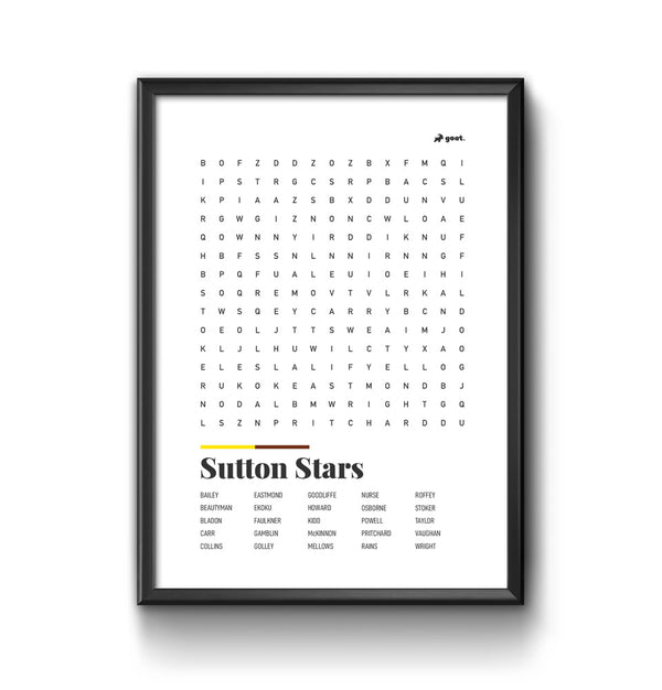 Sutton GOAT Wordsearch Print
