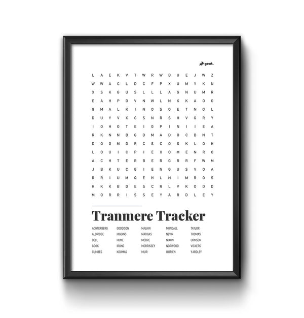 Tranmere GOAT Wordsearch Print