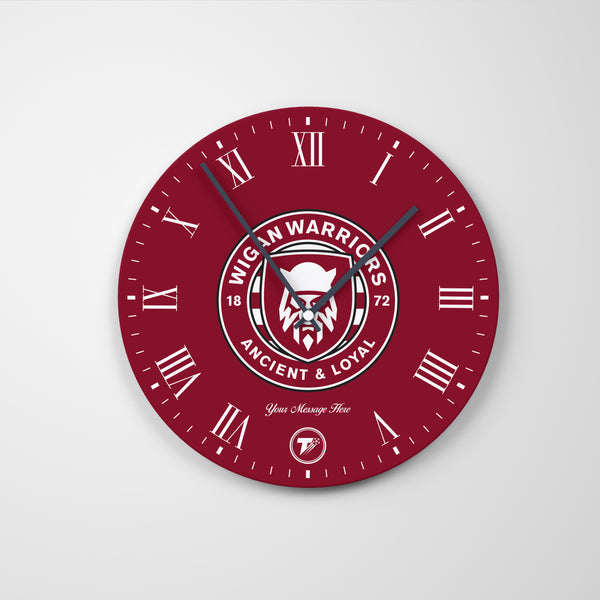 Wigan Warriors Glass Clock - Customisable