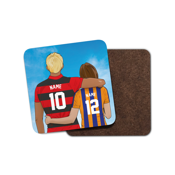 Football Couple Custom Coaster