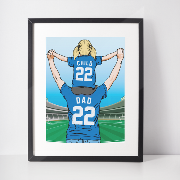 Customised Child on Dad Shoulders A3 Print