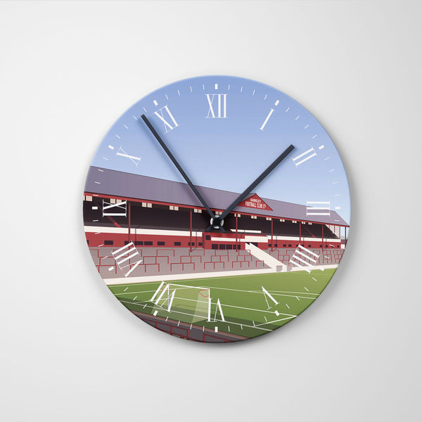 Oakwell Stadium Illustrated Glass Clock