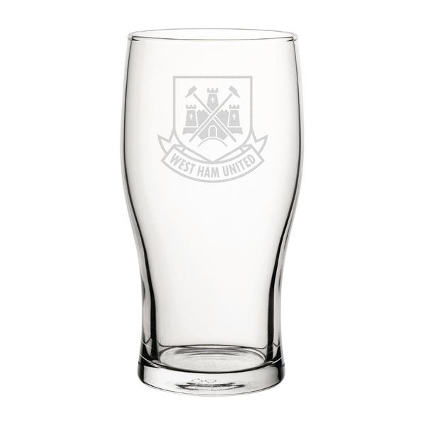 West Ham United Retro Crest Engraved Pint Glass-Engraved-The Terrace Store