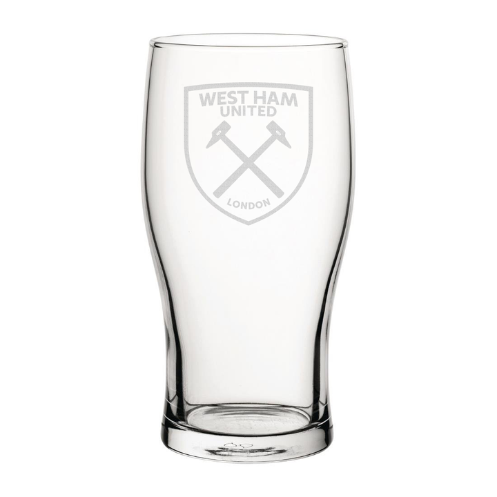 West Ham United Crest Engraved Pint Glass-Engraved-The Terrace Store