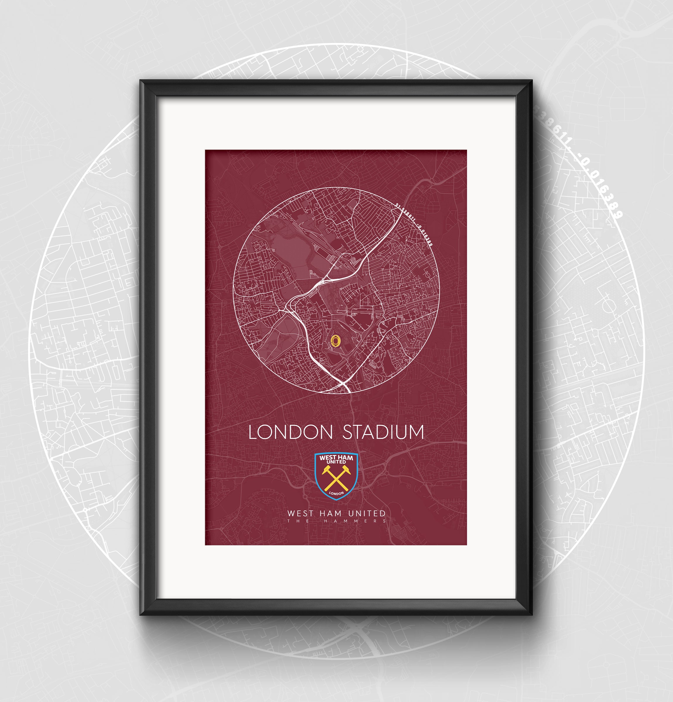 West Ham United Stadium Map Print The Terrace Store